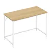 A simple, modern desk with a light wood top and white metal legs, presented against a white background. Produktbild-Vorschau