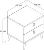 A line drawing of a nightstand with dimensions indicated. Produktbild-Vorschau