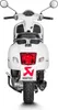 Rear view of a white scooter with an Akrapovic logo on the license plate. Produktbild-Vorschau