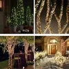 A collage of four images showing Christmas lights used for decoration in various settings, including trees, branches, and a house exterior. Produktbild-Vorschau