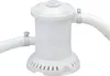 A white pool filter pump with two hoses attached, shown on a white background. Produktbild-Vorschau
