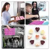 Collage showing silicone molds for baking dog treats, being used in a kitchen, cleaned in a dishwasher, and finished treats. Produktbild-Vorschau