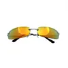 Sonnenbrille Schmal Orange Verspiegelt eckig Rechteckig Produktbild-Vorschau 4