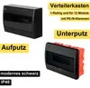 Aufputz und Unterputz / Sicherungskasten / Verteilerkasten / IP 40 / 1-Reihig für 12 Module / mit PE-/N-Klemmen / modernes schwarz Voir les images du produit