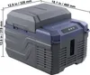 A portable cooler with dimensions indicated. Voir les images du produit