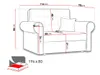 Diagram of a sofa with dimensions and a separate illustration of a bed. Náhled obrázku produktu