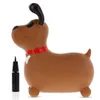 A brown inflatable dog toy with a red collar and a black pump next to it, on a white background. Podgląd zdjęcia produktu