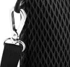 A close-up of a black mesh bag with a silver clasp and strap. Produktbild-Vorschau
