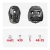 Two views of a black bicycle helmet are shown, with a section below detailing its features and specifications. Podgląd zdjęcia produktu