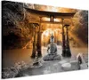 Quadro in tessuto non tessuto - Buddha Smile (1 parte) Wide Anteprima dell’immagine prodotto 1