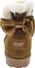 The back view of a brown winter boot for children, featuring a large satin bow and a faux fur lining. Produktbild-Vorschau