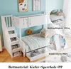 A white bunk bed with stairs and storage, set in a child's bedroom with decorative elements. Náhled obrázku produktu