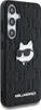 A black phone case with a Karl Lagerfeld monogram pattern and a Choupette Head Pin design. Produktbild-Vorschau