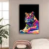 MuchoWow® - Leinwandbilder - Tiger - Bunt - Tiere - Schwarz Produktbild-Vorschau 2