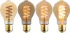 Four Edison-style LED light bulbs with spiral filaments are displayed against a white background. Produktbild-Vorschau