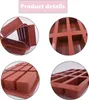 A collage of four close-up images showing details of a brown silicone mold for baking. Produktbild-Vorschau