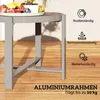 A close-up of a round outdoor table with a fruit platter on top, set on a wooden deck. Produktbild-Vorschau
