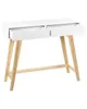 BELIANI Konsolentisch Weiß mit hellem Holz MDF Holzbeine Produktbild-Vorschau 5