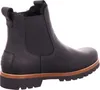 A black leather Chelsea boot with a lug sole. Voir les images du produit