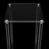 A close-up view of the top of a clear acrylic stand. Voir les images du produit