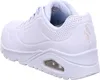 A white Skechers sneaker is shown from the side and back. Produktbild-Vorschau