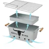 Holzkohlegrill, BBQ Grill +Zange Gartengrill 43x22 cm, Produktbild-Vorschau 3