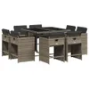Design 9-tlg. Garten-Essgruppe mit Kissen Grau Poly Rattan, Produktbild-Vorschau 2