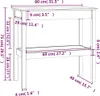 A line drawing of a console table with dimensions indicated by text and lines. Náhled obrázku produktu