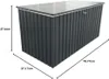 A grey storage box with dimensions indicated by lines and text. Produktbild-Vorschau