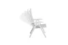 A white outdoor chair with a light gray seat is shown from the side with its backrest in multiple positions. Produktbild-Vorschau