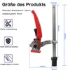 Product dimensions and features diagram for a clamp. Produktbild-Vorschau