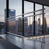 A modern balcony railing with a city skyline in the background. Produktbild-Vorschau