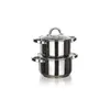 Two stainless steel pots stacked on top of each other against a white background. Voir les images du produit