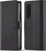 A black flip case for a Samsung Galaxy Z Fold 3 phone is shown from two angles. Podgląd zdjęcia produktu