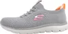 A side view of a gray Skechers shoe with pink and orange accents. Produktbild-Vorschau