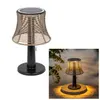 LED Solar Tischlampe mit Lampenschirm aus Rattan Produktbild-Vorschau 3