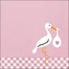 RP 20 Servietten Love Stork pink - Storch mit Baby pink Produktbild-Vorschau 1