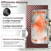 A diagram showing a portable steam sauna with text overlays describing its features. Náhľad obrázku produktu