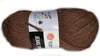 A skein of brown yarn with a label. Podgląd zdjęcia produktu