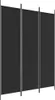 A black three-panel room divider standing upright against a white background. Náhľad obrázku produktu