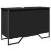 A black washbasin cabinet with a metal frame, shown from a three-quarter angle against a white background. Anteprima dell’immagine prodotto