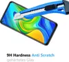 A utility knife is shown scratching a smartphone screen protector to demonstrate its durability. Produktbild-Vorschau