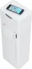 A white toilet brush holder with a smartphone on top. Produktbild-Vorschau