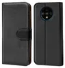 A black flip case for a smartphone is shown from the front and back. Produktbild-Vorschau