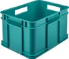 A teal plastic storage box with handles. Produktbild-Vorschau