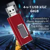 4-v-1 USB kľúč 64GB – USB 3.0 High Speed pamäť so vstupmi Náhľad obrázku produktu 1