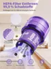 A close-up of a purple vacuum cleaner filter with illustrative diagrams and text explaining its function. Produktbild-Vorschau