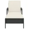 Sonnenliege mit Auflage Schwarz 63x200x81 cm Poly Rattan Produktbild-Vorschau 4