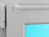 Close-up of a white window frame with a curtain rod and hooks attached. Produktbild-Vorschau