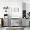 A bathroom vanity set with a sink, mirror, and storage cabinets against a tiled wall. Produktbild-Vorschau